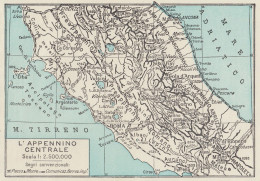 Italia - Appennino Centrale - Mappa D'epoca - 1934 Vintage Map - Landkarten