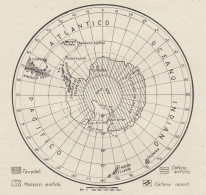 Il Continente Antartico - Mappa D'epoca - 1936 Vintage Map - Carte Geographique
