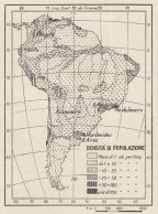 Densità Di Popolazione Dell'America Meridionale - Mappa D'epoca - 1936 Map - Carte Geographique