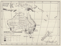 Densità Di Popolazione Dell'Australia - Mappa D'epoca - 1936 Vintage Map - Carte Geographique