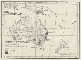 Densità Di Popolazione Dell'Australia - Mappa D'epoca - 1936 Vintage Map - Cartes Géographiques