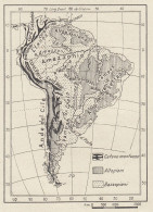 Morfologia Dell'America Meridionale - Mappa D'epoca - 1936 Old Map - Carte Geographique