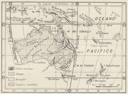 Limiti E Morfologia Dell'Australia - Mappa D'epoca - 1936 Vintage Map - Carte Geographique