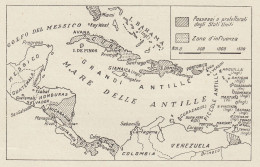 Il Mediterraneo Americano - Mappa D'epoca - 1936 Vintage Map - Carte Geographique