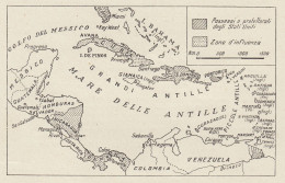 Il Mediterraneo Americano - Mappa D'epoca - 1936 Vintage Map - Geographical Maps