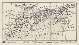 Africa - La Regione Dell'Atlante - Mappa D'epoca - 1936 Vintage Map - Carte Geographique