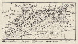 Africa - La Regione Dell'Atlante - Mappa D'epoca - 1936 Vintage Map - Geographical Maps