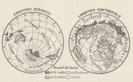 Distribuzione Dei Continenti Sul Globo - Mappa D'epoca - 1936 Vintage Map - Carte Geographique