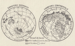 Distribuzione Dei Continenti Sul Globo - Mappa D'epoca - 1936 Vintage Map - Cartes Géographiques