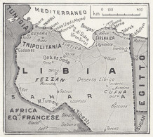 La Libia - Mappa D'epoca - 1953 Vintage Map - Carte Geographique