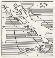 Cartina Della Spedizione Dei Mille, Mappa D'epoca, 1953 Vintage Map - Carte Geographique