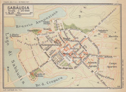 Sabaudia, Pianta Della Città, Carta Geografica Epoca, Vintage Map - Geographische Kaarten