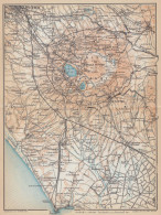 Roma E Dintorni, Velletri, Latina, Carta Geografica Epoca, Vintage Map - Carte Geographique