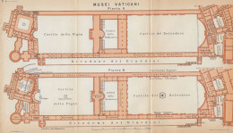 Roma, Musei Vaticani, Carta Geografica Epoca, Vintage Map - Carte Geographique