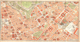 Roma, Il Centro, Pianta Della Città, Carta Geografica Epoca, Vintage Map - Geographische Kaarten