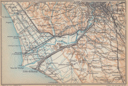 Roma E Dintorni, Ostia, Castel Romano, Carta Geografica Epoca, Vintage Map - Cartes Géographiques