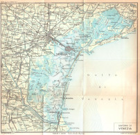 Venezia E Dintorni, Chioggia, Mestre, Carta Geografica Epoca, Vintage Map - Geographische Kaarten