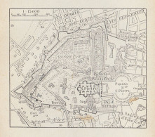 Roma, Città Del Vaticano, Carta Geografica Epoca, Vintage Map - Carte Geographique