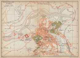 Tivoli, Pianta Della Città, Carta Geografica Epoca, Vintage Map - Carte Geographique