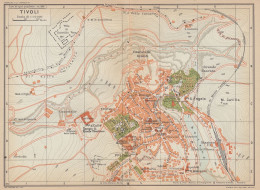 Tivoli, Pianta Della Città, Carta Geografica Epoca, Vintage Map - Geographische Kaarten