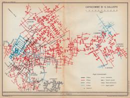 Roma, Catacombe Di S. Callisto, Carta Geografica Epoca, Vintage Map - Geographische Kaarten