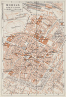 Modena, Pianta Della Città, Carta Geografica Epoca, 1937 Vintage Map - Geographische Kaarten