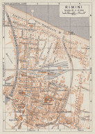 Rimini, Pianta Della Città, Carta Geografica Epoca, 1937 Vintage Map - Carte Geographique