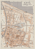 Rimini, Pianta Della Città, Carta Geografica Epoca, 1937 Vintage Map - Landkarten