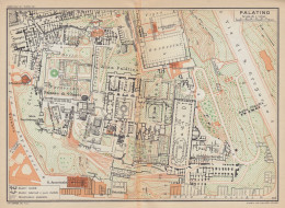 Roma, Palatino, Carta Geografica Epoca, Vintage Map - Cartes Géographiques