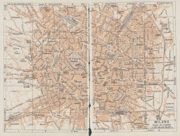 Milano, Pianta Della Città, Carta Geografica Epoca, 1937 Vintage Map - Carte Geographique