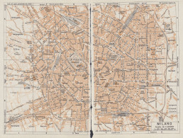 Milano, Pianta Della Città, Carta Geografica Epoca, 1937 Vintage Map - Landkarten