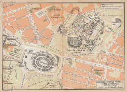 Roma, Colosseo, Domus Aurea, Terme Traiano, Carta Geografica, Vintage Map - Carte Geographique
