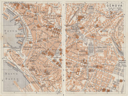 Genova, Pianta Della Città, Carta Geografica Epoca, 1937 Vintage Map - Geographische Kaarten