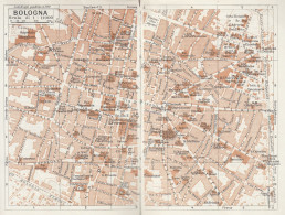 Bologna, Pianta Della Città, Carta Geografica Epoca, 1937 Vintage Map - Carte Geographique