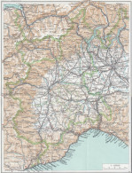 Torino E Dintorni, Milano, Genova, Carta Geografica Epoca, Vintage Map - Carte Geographique
