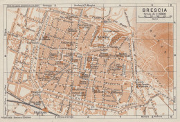 Brescia, Pianta Della Città, Carta Geografica Epoca, 1937 Vintage Map - Carte Geographique