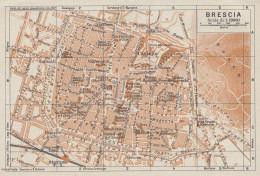 Brescia, Pianta Della Città, Carta Geografica Epoca, 1937 Vintage Map - Landkarten