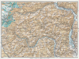 Varallo E Dintorni, Borgosesia, Carta Geografica Epoca, Vintage Map - Carte Geographique
