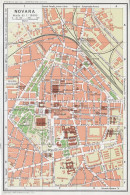 Novara, Pianta Della Città, Carta Geografica Epoca, Vintage Map - Carte Geographique