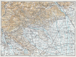 Biella E Dintorni, Cossato, Ivrea, Carta Geografica Epoca, Vintage Map - Carte Geographique