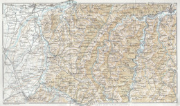 Langhe, Dogliani, Alba E Dintorni, Carta Geografica Epoca, Vintage Map - Carte Geographique