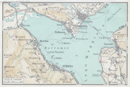 Stresa E Dintorni, Lago Maggiore, Carta Geografica Epoca, Vintage Map - Carte Geographique