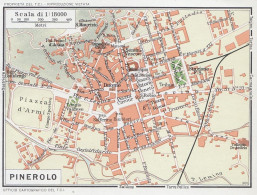 Pinerolo, Pianta Della Città, Carta Geografica Epoca, Vintage Map - Carte Geographique