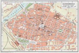 Alessandria, Pianta Della Città, Carta Geografica Epoca, Vintage Map - Carte Geographique