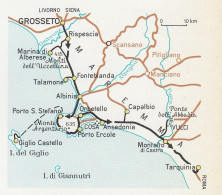 Bassa Maremma E Argentario, Itinerari Turistici, Mappa Epoca, Vintage Map - Mapas Geográficas