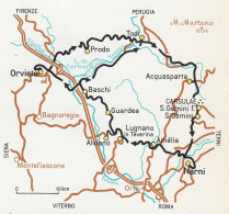 Colli Umbri, Paglia, Tevere, Nera, Itinerari, Mappa Epoca, Vintage Map - Mapas Geográficas