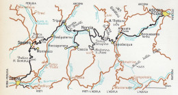 Da Valle Del Tronto A Valnerina, Itinerari, Mappa Epoca, Vintage Map - Carte Geographique