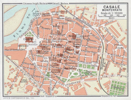 Casale Monferrato, Pianta Della Città, Carta Geografica Epoca, Vintage Map - Mapas Geográficas