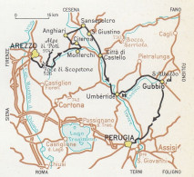 L'Alta Val Tiberina, Gubbio, Itinerari Turistici, Mappa Epoca, Vintage Map - Cartes Géographiques