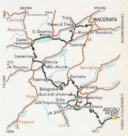 Da Macerata A Valle Del Tronto Per I Sibillini, Mappa Epoca, Vintage Map - Geographical Maps